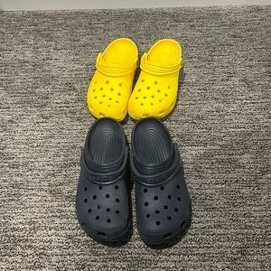 Women’s crocs yellow (size 10) blue size (12)